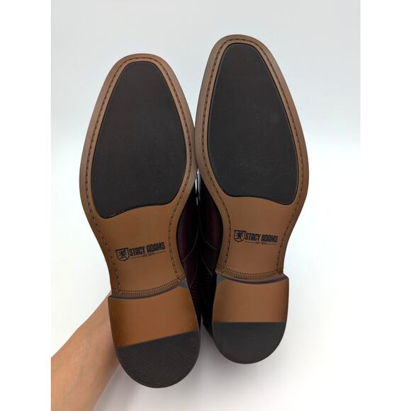 $120 Stacy Adams Karcher Plain Toe Monk Strap Shoes Burgundy Size US10.5M EU43 - Picture 8 of 14